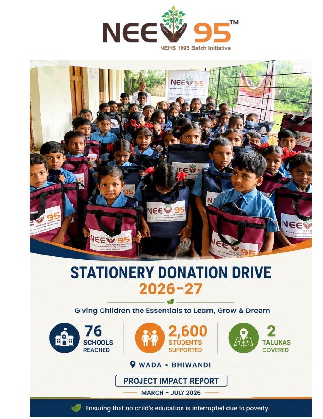 Neev95 Stationery Donation Drive 2026-27 Project Report cover